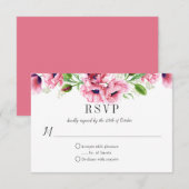 Aquarelle Pink Poppies Verdure RSVP (Devant / Derrière)