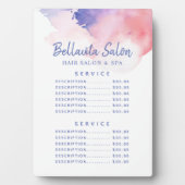 Aquarelle Pink Purple Salon Prix Menu Plaque (Devant)