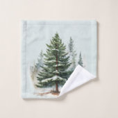 Aquarelle Pins Arbres Pins d'hiver Pine Forêt (Gant de toilette)