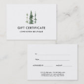 Aquarelle Pins de Noël | Certificat cadeau (Devant / Derrière)