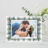 Aquarelle Pins d'hiver Cartes photos de Noël (Debout devant)