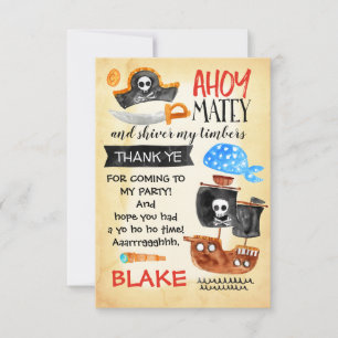 Aquarelle Pirate Carte de remerciements d'annivers