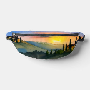 Aquarelle Pittoresque des collines toscanes