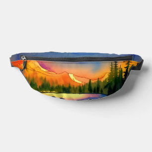 Aquarelle Pittoresque Golden Light Mountains