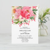 Aquarelle pivoines Floral Wedding Invitations (Debout devant)