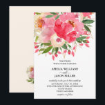 Aquarelle pivoines Floral Wedding Invitations<br><div class="desc">Des fleurs de jardin élégantes dans les tons roses et votre libellé en lettres chic sur un cercle blanc superposent les invitations de mariage. Le dos de l'invitation est crème pâle ou toute couleur que vous choisissez (utilisez nos outils de design pour changer.) Si vous aimez le papier plus épais,...</div>