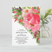 Aquarelle pivoines Floral Wedding Invitations (Debout devant)