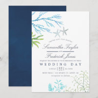 Aquarelle Plage d'algues Faire-part de mariage à t