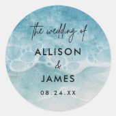 Aquarelle Plage Enveloppe Mariage Stickers Sceau (Devant)