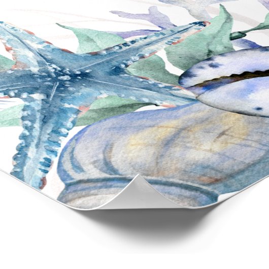 Aquarelle Plage Océan 15 Mariage Tableau de sièges (Coin)