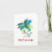 Aquarelle Plage tropicale Plage pliée Cartes de No (Devant)