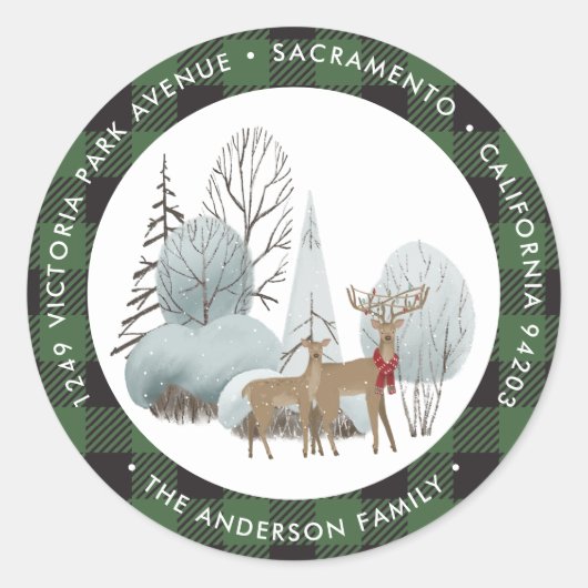 Aquarelle Plaid Noël Retourner l'adresse Étiquette (Devant)