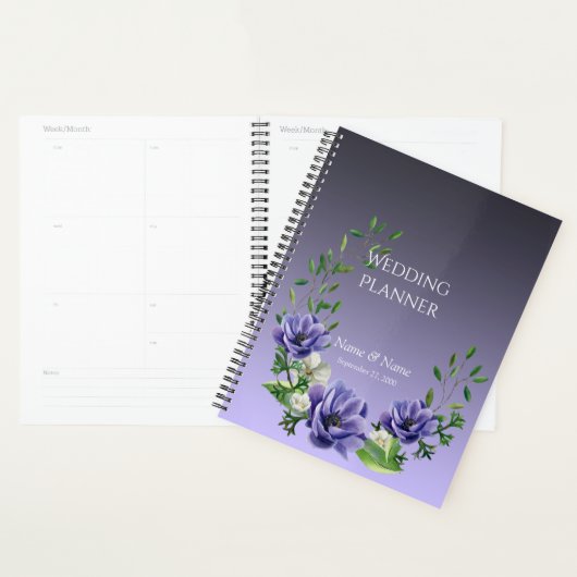 Aquarelle Planner Fleurs violettes (Devant avec enveloppe)
