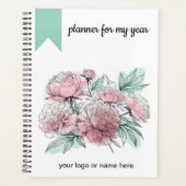 Aquarelle Planner Peonies Avec Contours (Devant)
