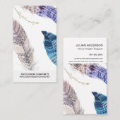 Aquarelle Plumes Carte de visite vertical (Devant / Derrière)