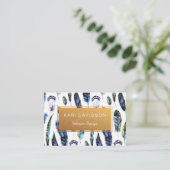 Aquarelle Plumes Cartes de visite | Or (Debout devant)