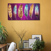 Aquarelle Plumes violet Brown bleu Poster Imprimer