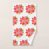 Aquarelle Poinsettia et Motif (Serviette à main)