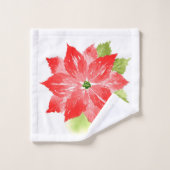 Aquarelle Poinsettia et Motif (Gant de toilette)