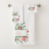 Aquarelle poinsettia et verdure Noël (En situation)