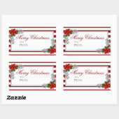 Aquarelle Poinsettia Étiquette de Noël (Feuille)