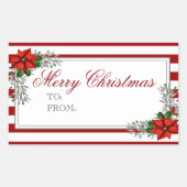 Aquarelle Poinsettia Étiquette de Noël (Devant)