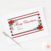 Aquarelle Poinsettia Étiquette de Noël (Enveloppe)