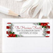 Aquarelle Poinsettia Étiquettes de adresse de Noël (En situation)