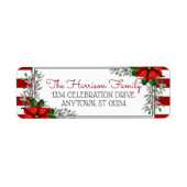 Aquarelle Poinsettia Étiquettes de adresse de Noël (Devant)