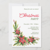 Aquarelle poinsettia fête de Noël Invitation (Devant)