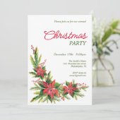 Aquarelle poinsettia fête de Noël Invitation (Debout devant)
