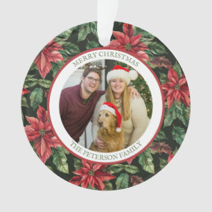 Aquarelle Poinsettia fleur motif Photo de famille