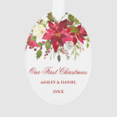 Aquarelle Poinsettia Floral First Christmas Rd (dos)