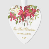 Aquarelle Poinsettia Floral Premier Or de Noël (devant)