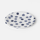 Aquarelle. Point de polka bleu. Assiette en Papier (Angle)