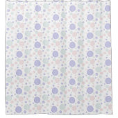 Aquarelle points violet, rideau de douche rose (Devant)