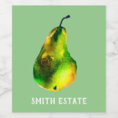 Aquarelle poire vin de fruit vert étiquette (Étiquettes simples)