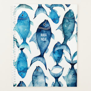 Aquarelle poisson bleu   Enseignant et bureau naut