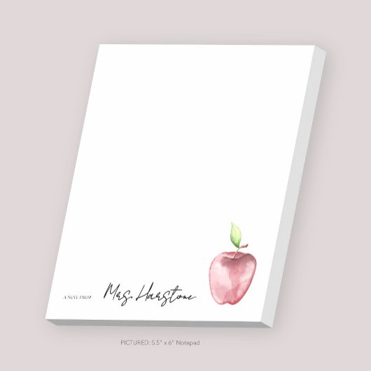 Aquarelle Pomme Note Du Bloc-Notes De L'Enseignant