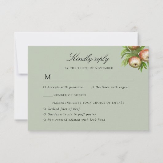 aquarelle pomme réponse mariage w choix de repas (Devant)