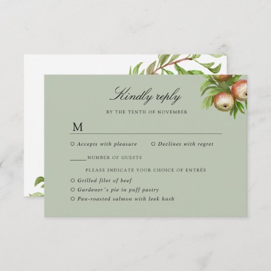 aquarelle pomme réponse mariage w choix de repas (Devant / Derrière)