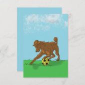 Aquarelle Poodle Brown avec carte de note Ball de  (Devant / Derrière)