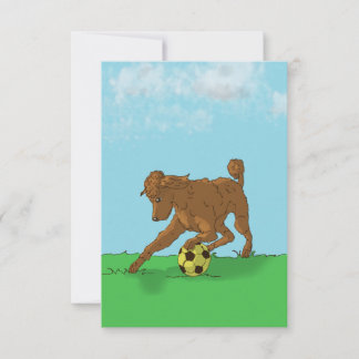 Aquarelle Poodle Brown avec carte de note Ball de 