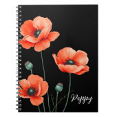 Aquarelle Poppy Fleur Art Nom Carnet Floral (Devant)