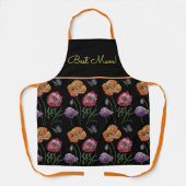 Aquarelle Poppy Rouge Orange Noir Tablier Floral (Recto)