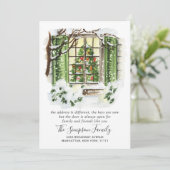 Aquarelle Porte de Noël Faire-part de déménagement (Debout devant)