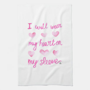 Aquarelle Porter le coeur sur la serviette de cuis