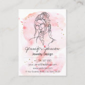 Aquarelle Portrait Bijoux Carte de visite de soins (Devant)