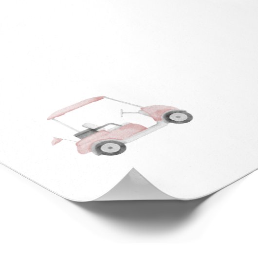 Aquarelle poster de golf rose vintage (Coin)