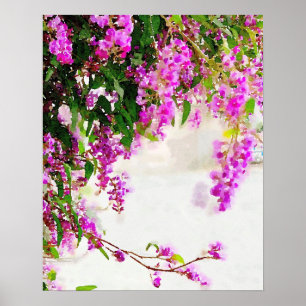 Aquarelle Poster de la vigne à fleurs mauve (8,5 p